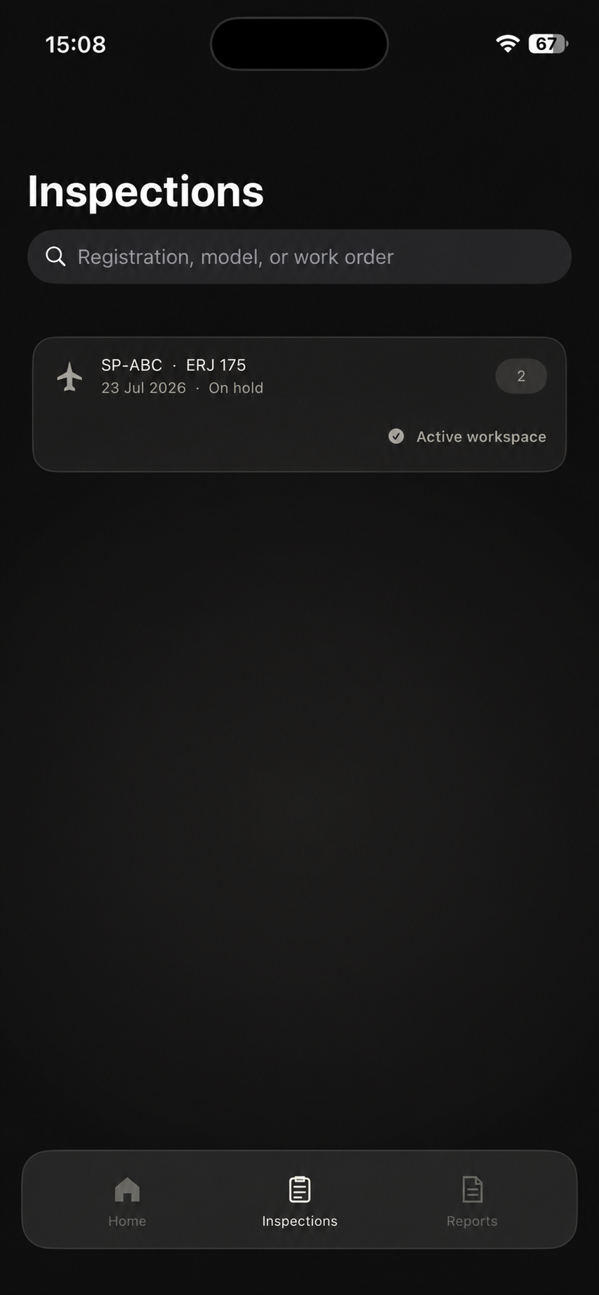 IronAR Inspections screen